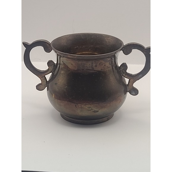 Other - Vintage Brass Sugar Bowl Urn Vase 4 Inch Double Handled Decorative Pot